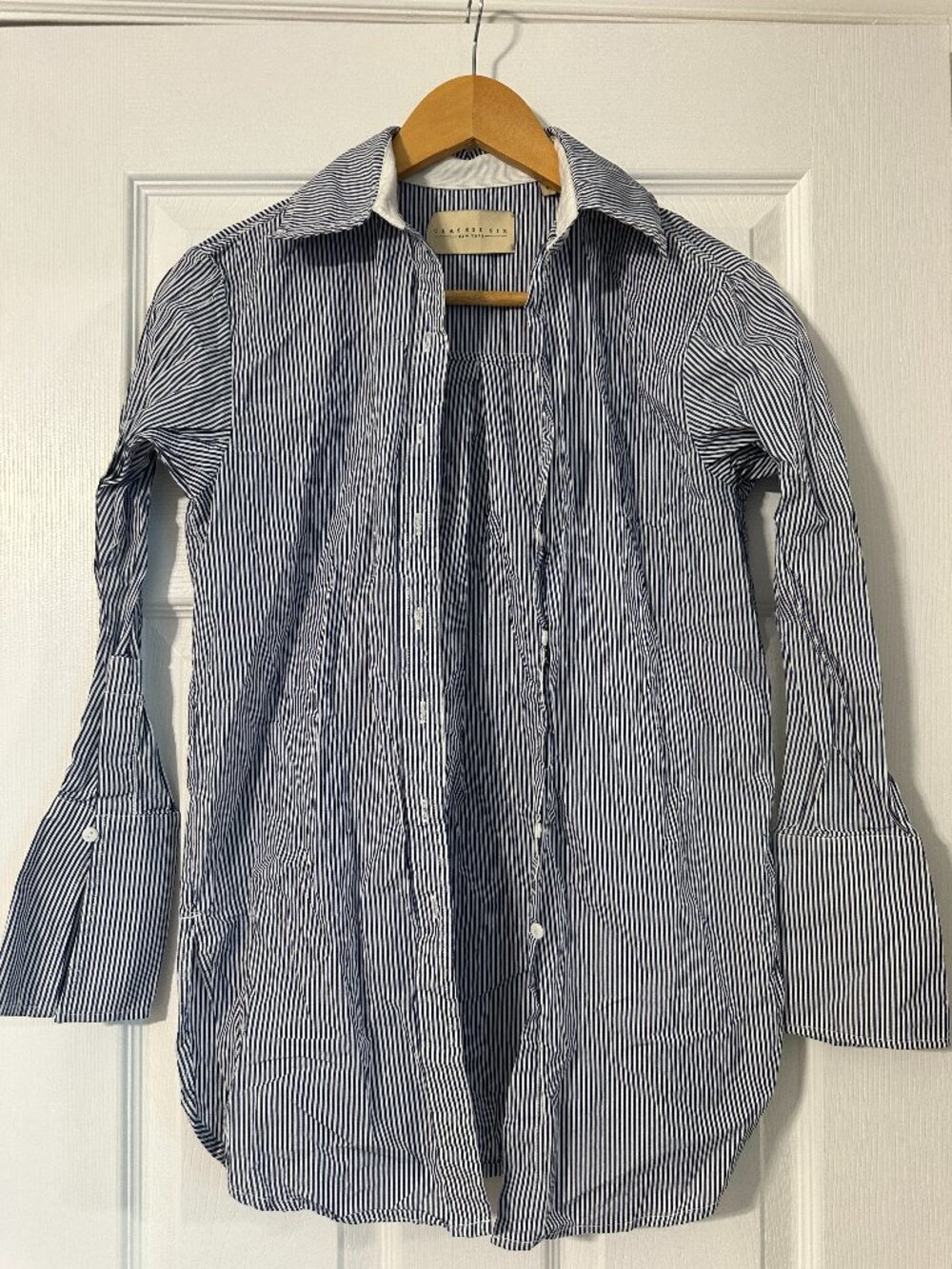 Classic Six Navy Pinstripe Button Down